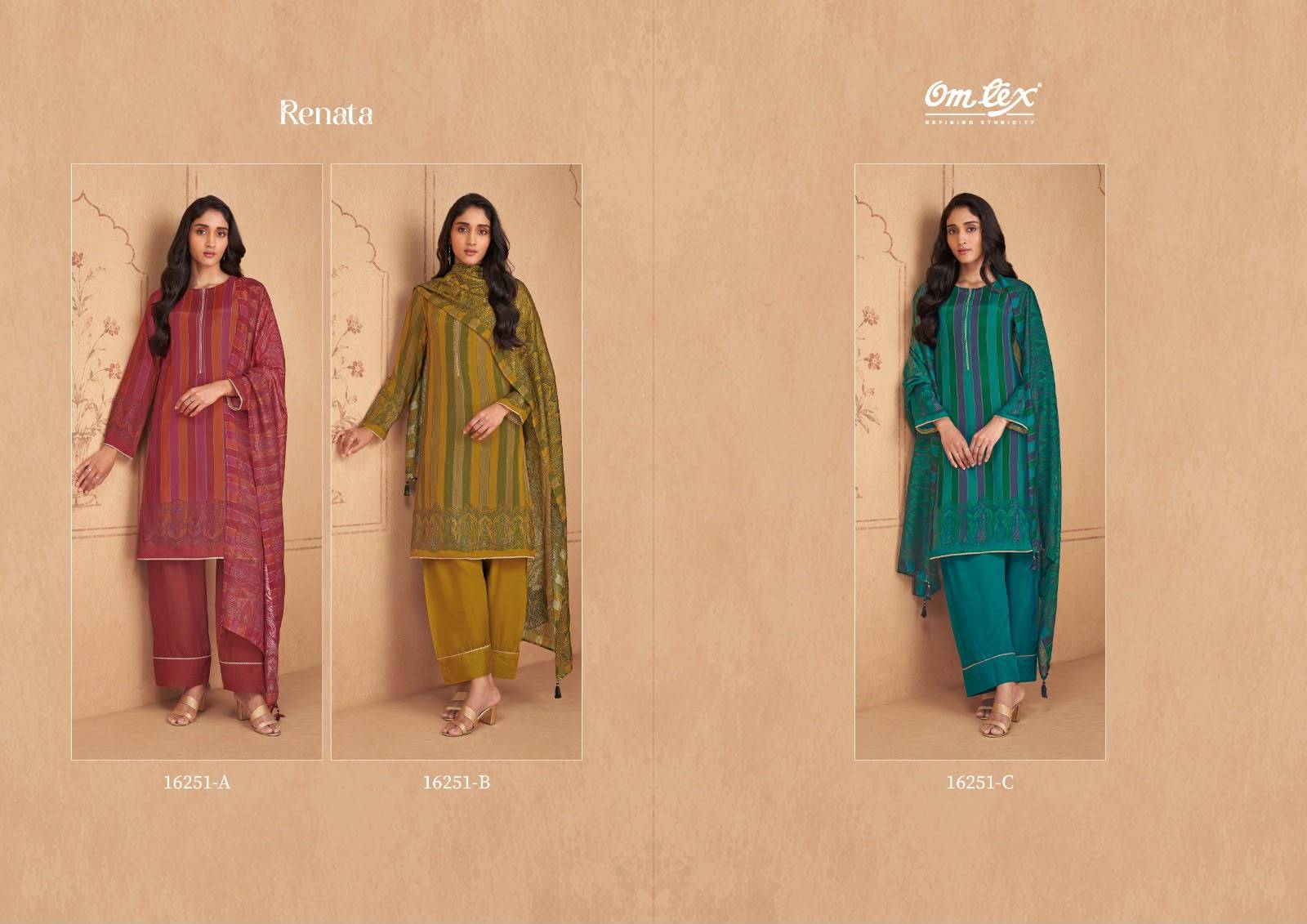 RENATA By Om Tex 16251 Series Beautiful Festive Suits Stylish Colorful Fancy Casual Wear & Ethnic Wear Muslin Silk Dresses At Wholesale Price